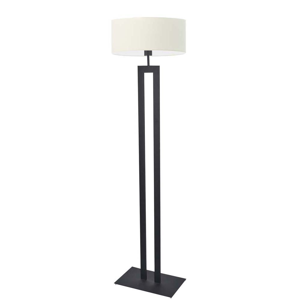 Czarna lampa podłogowa do sypialni z abażurem Kalifornia, 60 W, E27, ecru-czarna, 161x40 cm