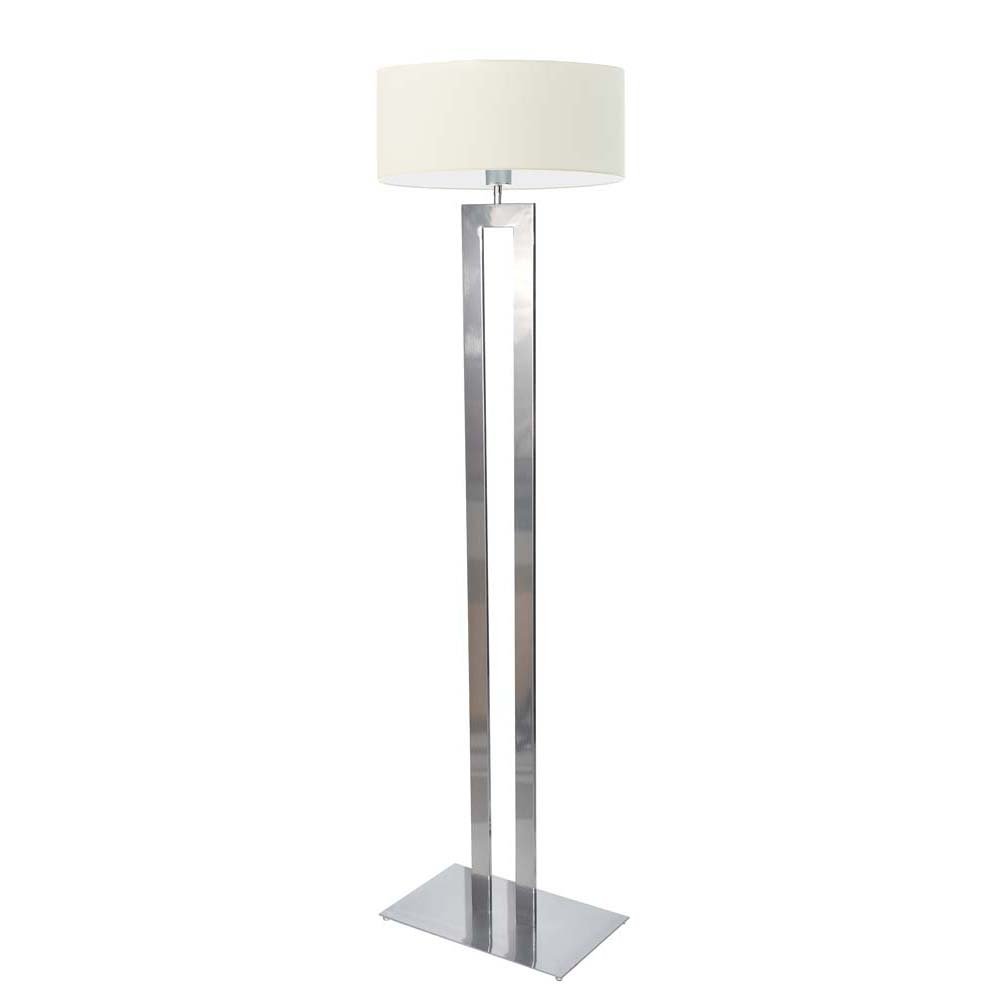 Srebrna lampa podłogowa do salonu w klasycznym stylu Kalifornia, 60 W, E27, ecru-srebrna, 161x40 cm