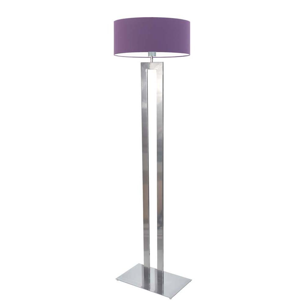 Srebrna lampa podłogowa do salonu z fioletowym abażurem Kalifornia, 60 W, E27, fioletowo-srebrna, 161x40 cm