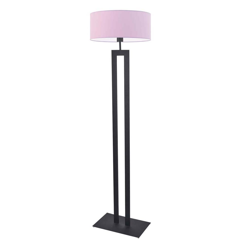 Czarna lampa podłogowa do salonu w stylu art. deco z fioletowym abażurem Kalifornia, 60 W, E27, jasnofioletowo-czarna, 161x40 cm
