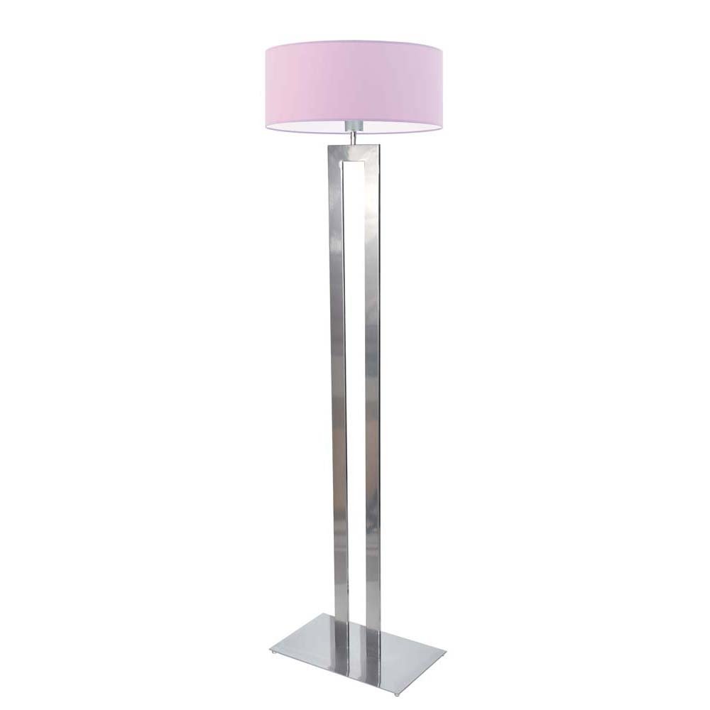 Srebrna lampa podłogowa do salonu z abażurem LED Kalifornia, 60 W, E27, jasnofioletowo-srebrna, 161x40 cm