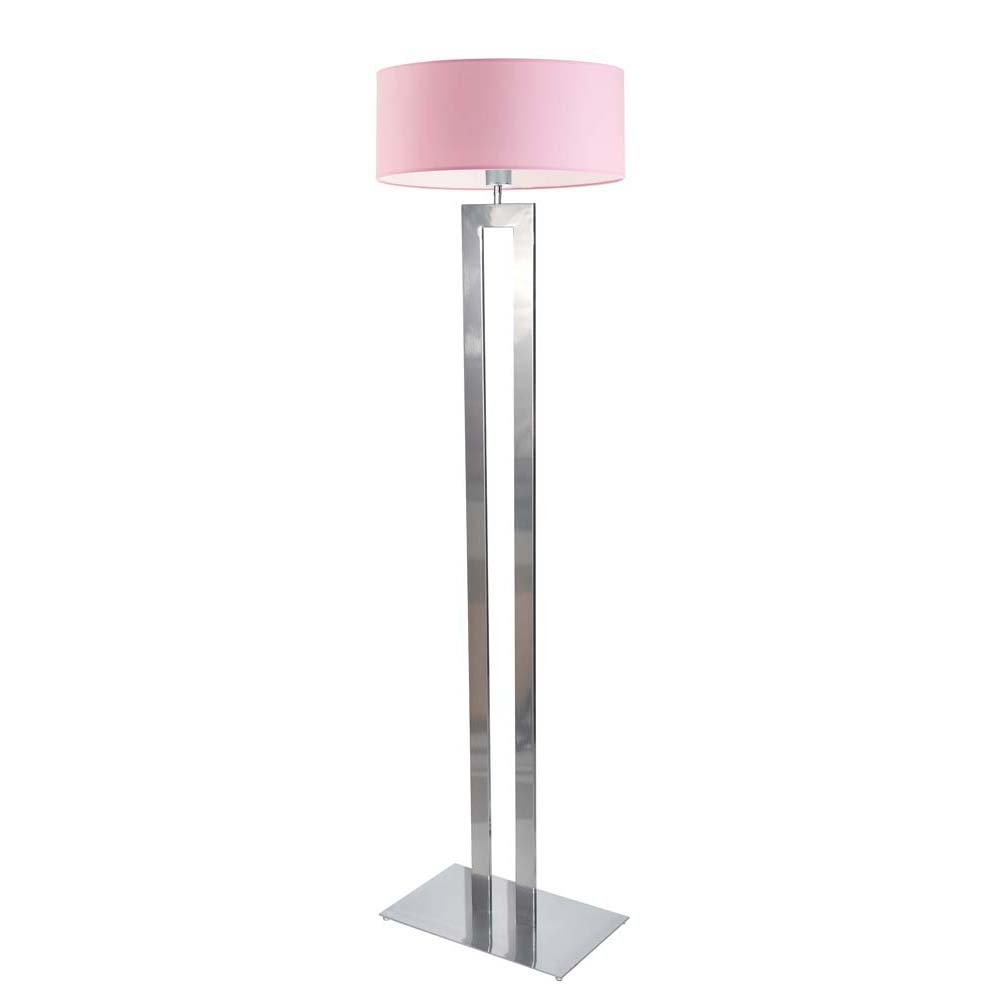 Srebrna lampa podłogowa do sypialni z abażurem Kalifornia, 60 W, E27, jasnoróżowo-srebrna, 161x40 cm