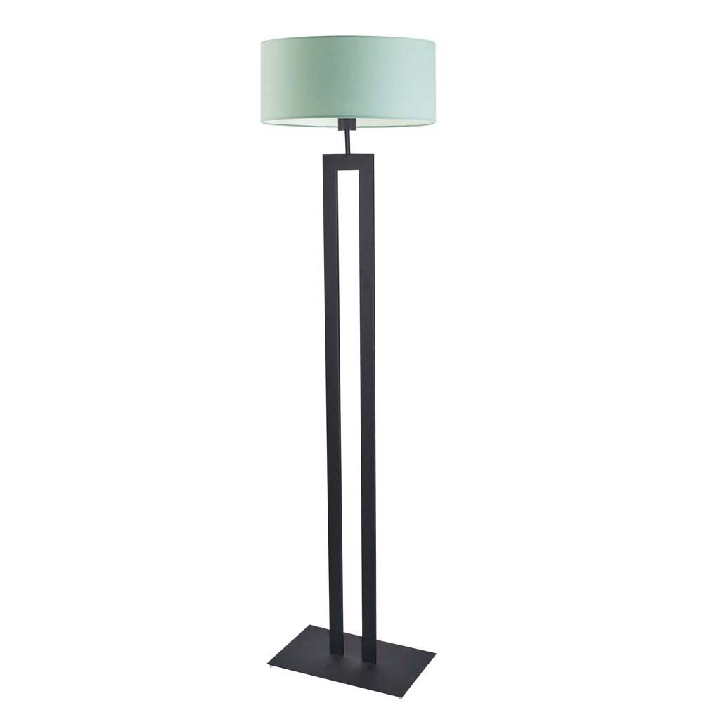 Stylowa lampa stojąca do salonu z pastelowym abażurem Kalifornia, 60 W, E27, miętowo-czarna, 161x40 cm