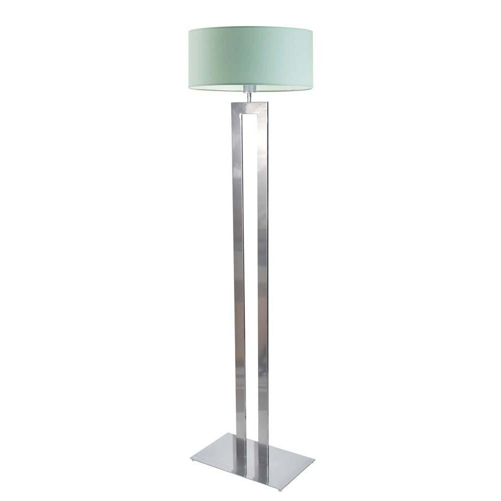 Srebrna lampa stojąca do pokoju dziecka z miętowym kloszem Kalifornia, 60 W, E27, miętowo-srebrna, 161x40 cm