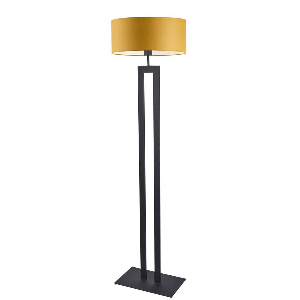 Duża lampa podłogowa do salonu z abażurem Kalifornia, 60 W, E27, musztardowo-czarna, 161x40 cm