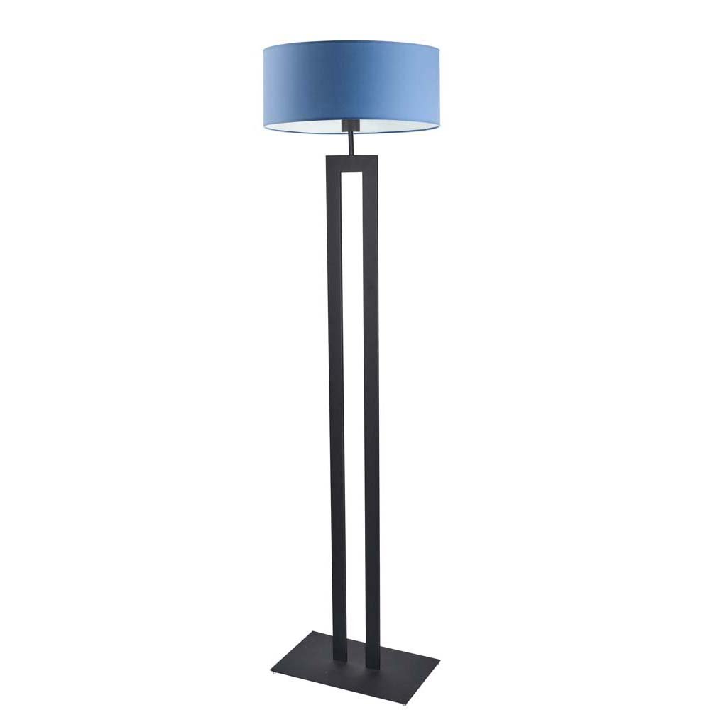 Czarna lampa stojąca LED do salonu z niebieskim kloszem Kalifornia, 60 W, E27, niebiesko-czarna, 161x40 cm