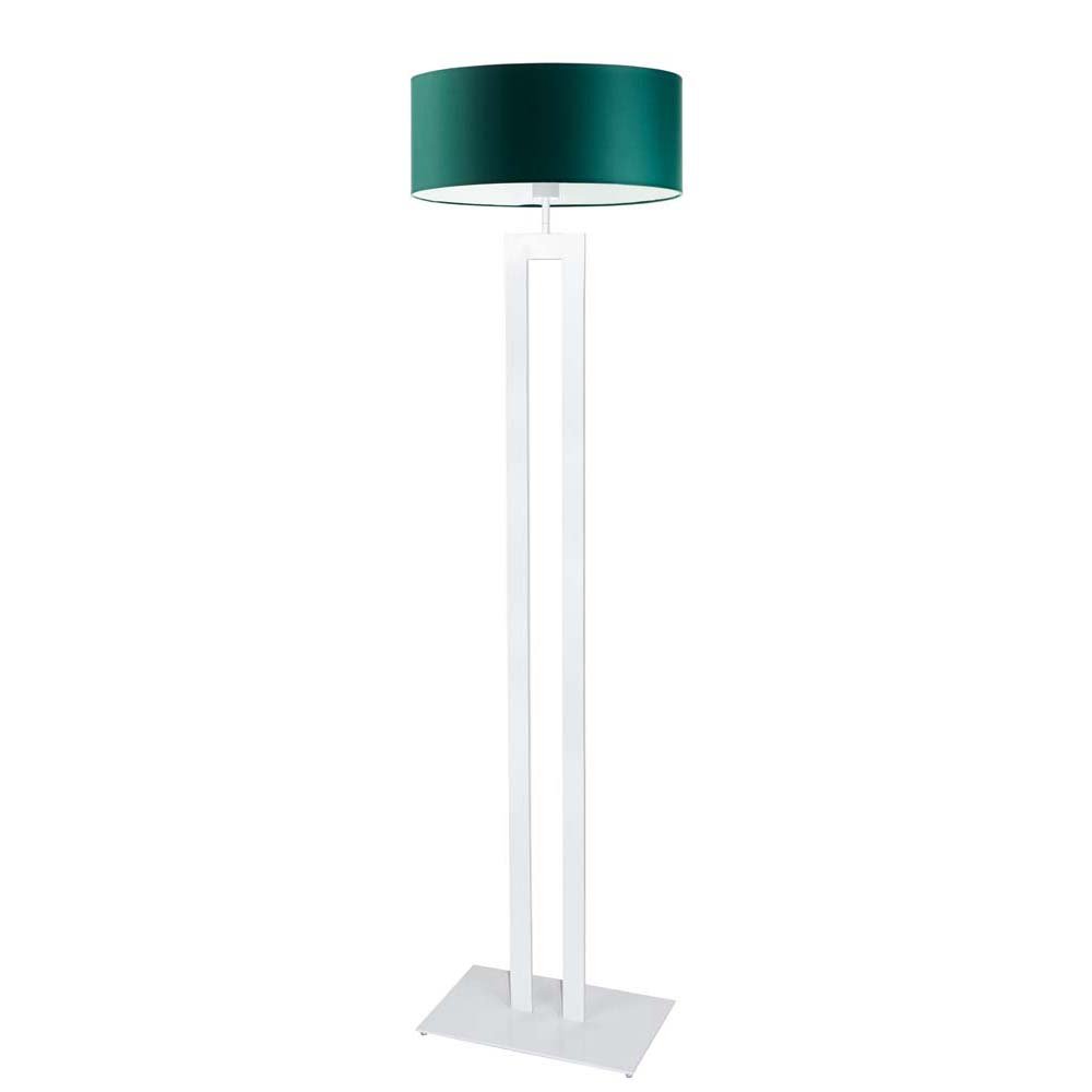 Piękna lampa podłogowa do salonu w stylu urban jungle Kalifornia, 60 W, E27, zieleń butelkowa-biała, 161x40 cm