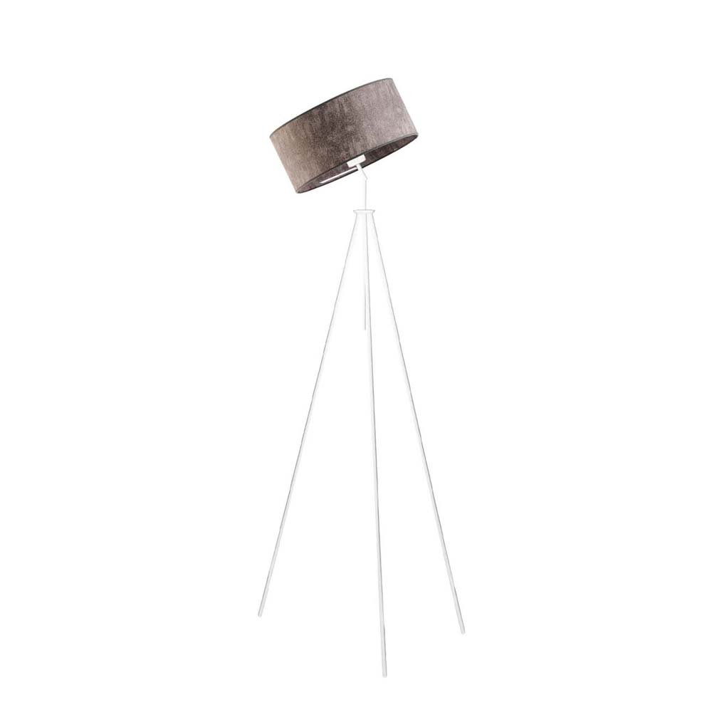 Designerska lampa stojąca do salonu z abażurem imitującym marmur Malmo, 60 W, E27, beton-biała, 145x50 cm