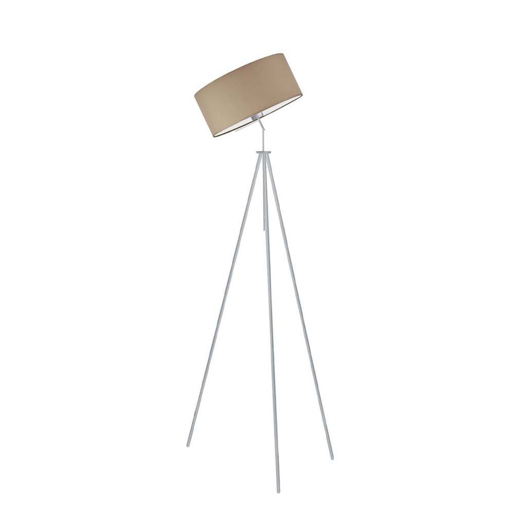 Srebrna lampa stojąca do salonu z regulowanym abażurem Malmo, 60 W, E27, beżowo-srebrna, 145x50 cm