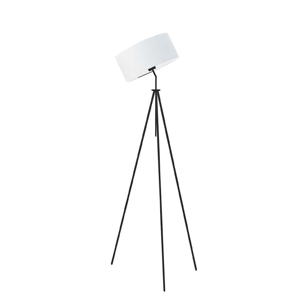 Biało-czarna lampa stojąca do salonu LED Malmo, 60 W, E27, biało-czarna, 145x50 cm