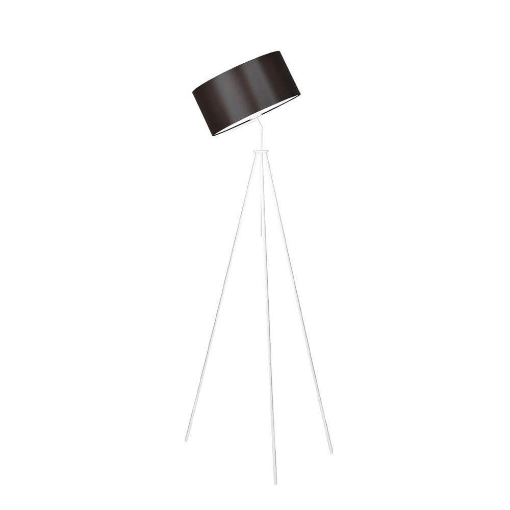 Klasyczna lampa stojąca do salonu na trójnogu z regulowanym kloszem Malmo, 60 W, E27, brązowo-biała, 145x50 cm
