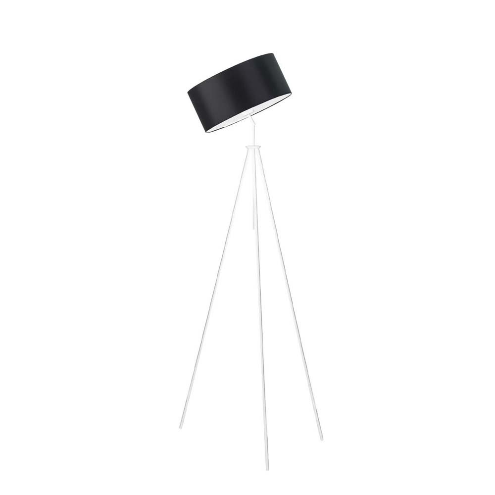 Lampa podłogowa na trójnogu z abażurem w klasycznych kolorach Malmo, 60 W, E27, czarno-biała, 145x50 cm