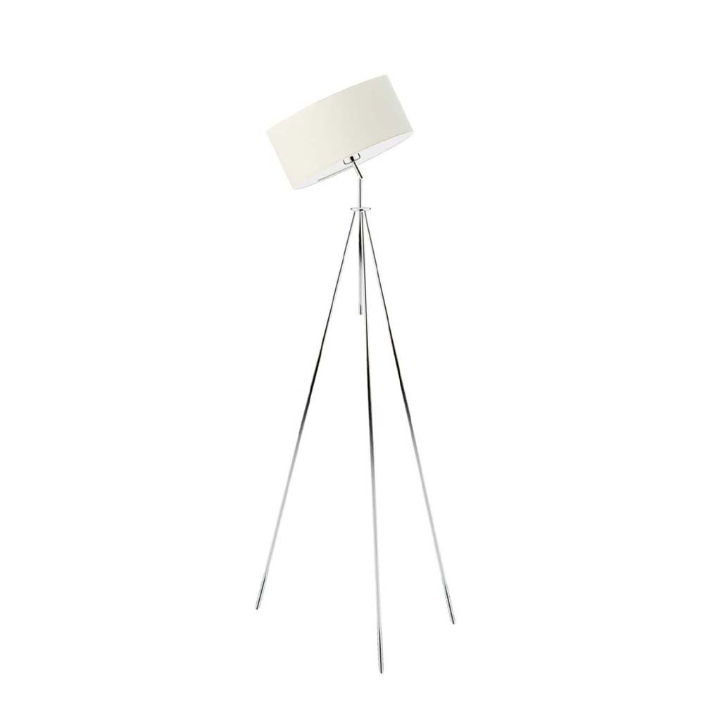 Chromowana lampa podłogowa z ecru abażurem i regulacją kąta padania światła Malmo, 60 W, E27, ecru-chrom, 145x50 cm