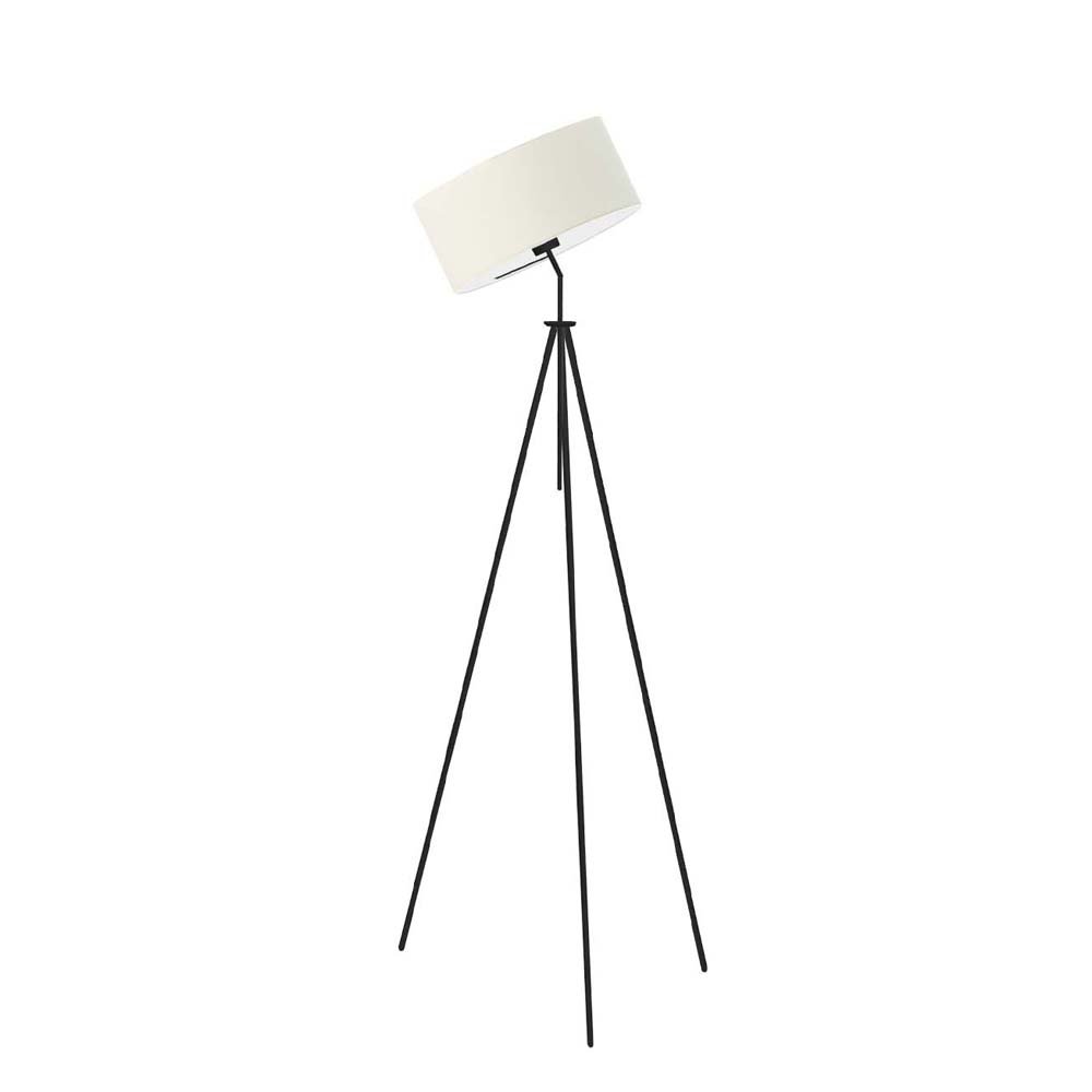 Trójnożna lampa stojąca do salonu z regulacją Malmo, 60 W, E27, ecru-czarna, 145x50 cm