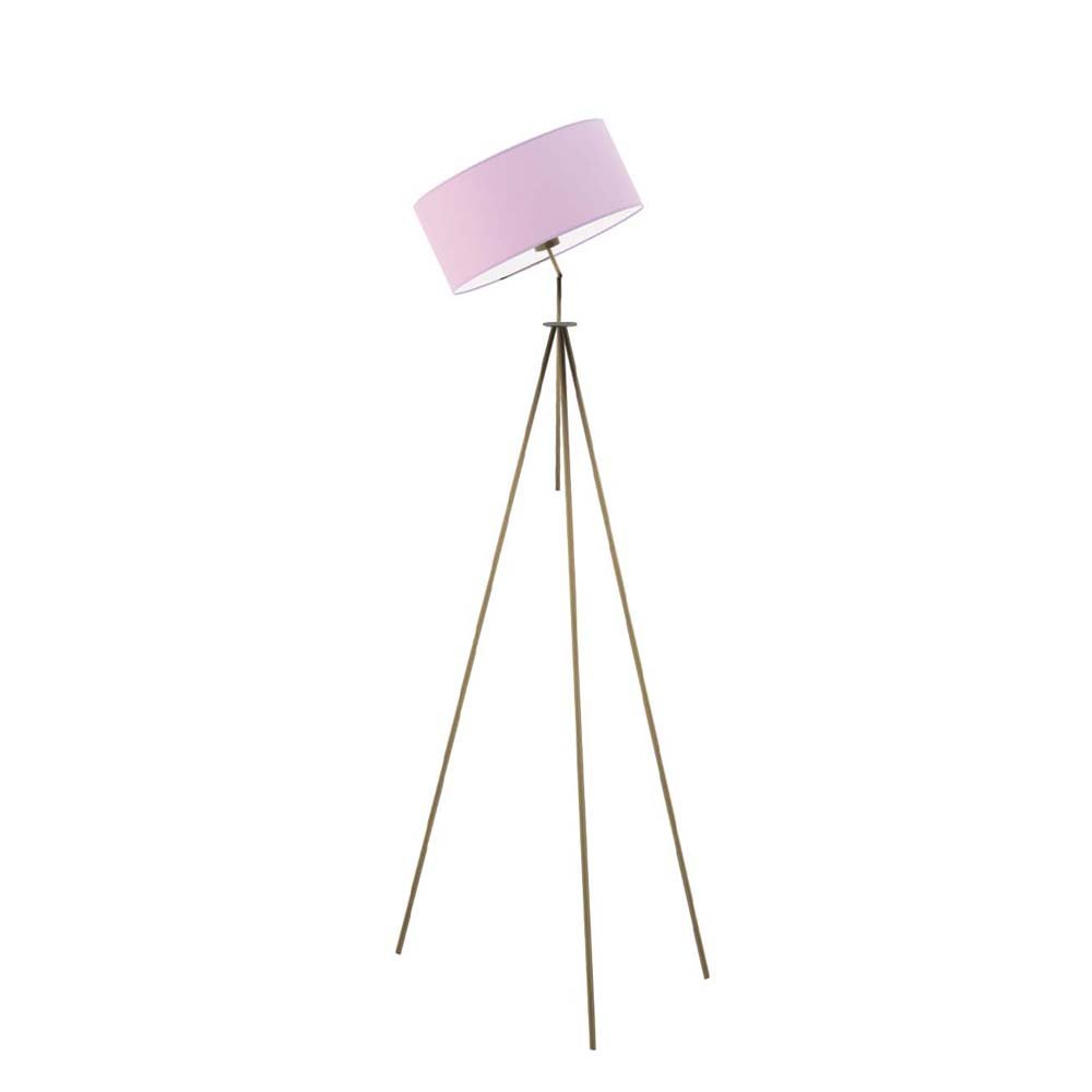 Loftowa lampa podłogowa do salonu z designerskiem abażurem Malmo, 60 W, E27, jasnofioletowo-złota, 145x50 cm