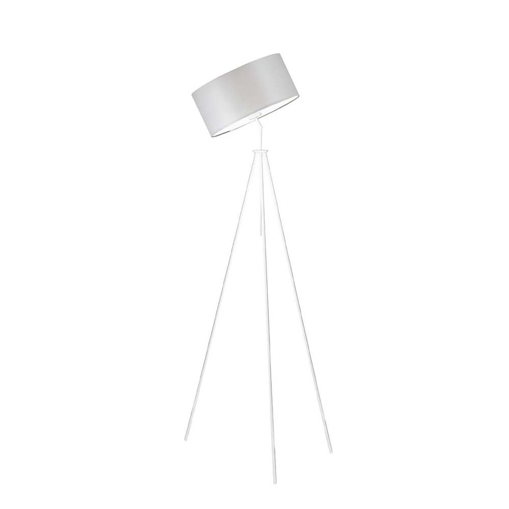 Metalowa lampa podłogowa na trójnogu w stylu skandynawskim Malmo, 60 W, E27, jasnoszaro-biała, 145x50 cm