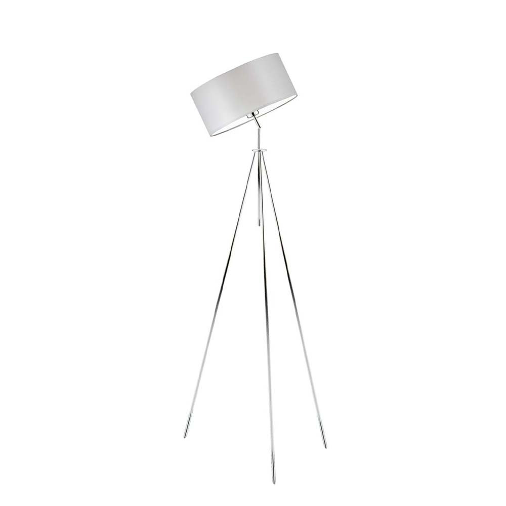 Regulowana lampa podłogowa do salonu w stylu skandynawskim Malmo, 60 W, E27, jasnoszary-chrom, 145x50 cm