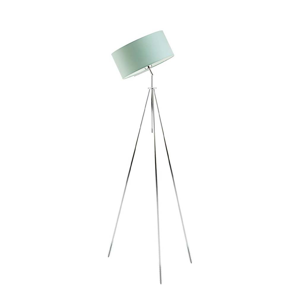 Trójnożna lampa podłogowa do salonu z abażurem Malmo, 60 W, E27, miętowy-chrom, 145x50 cm