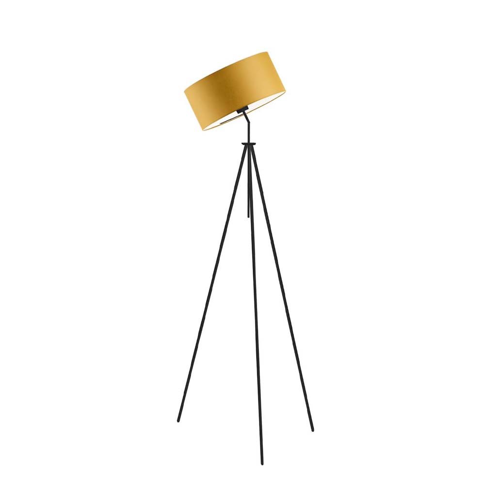 Lampa podłogowa LED do czytania w sypialni Malmo, 60 W, E27, musztardowo-czarna, 145x50 cm
