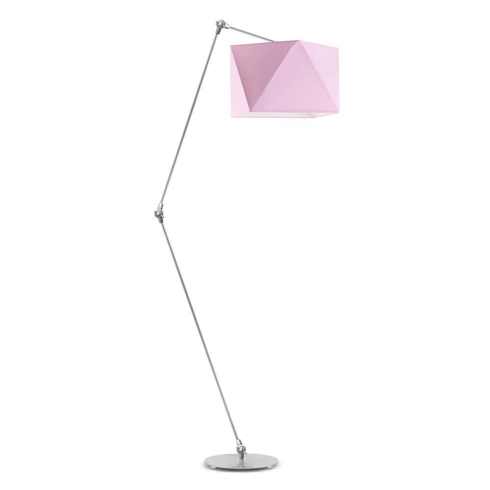 Lampa podłogowa LYSNE Osaka, 60 W, E27, jasnoróżowa/srebrna, 177x60 cm