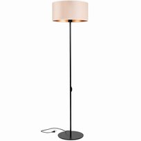 Lampa podłogowa stojąca do salonu z abażurem welurowym beżowo-złotym industrialna loft