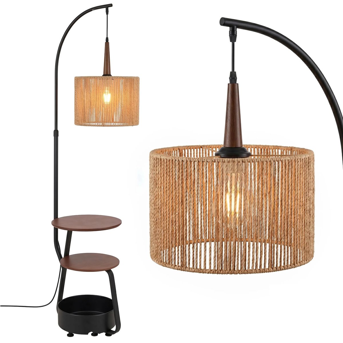 Lampa Podłogowa Toolight G156-1F Nature Kolor Czarny, Złoty, 45X34X180Cm
