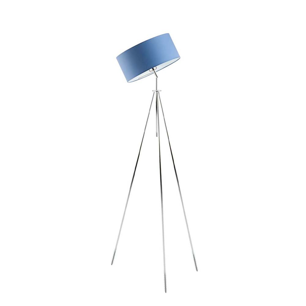 Lampa podłogowa z niebieskim abażurem z chromowanym wykończeniem do ...