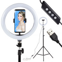 Lampa Ring Light pilot statyw 210 cm 60W USB