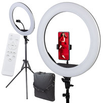 Lampa Ring płynna regulacja 60cm torba plenerowa statyw pilot zasilacz
