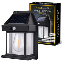 LAMPA ŚCIENNA SOLARNA Z ŻARÓWKA Kinkiet LED CZUJNIK RUCHU ZMIERZCHU 600lm