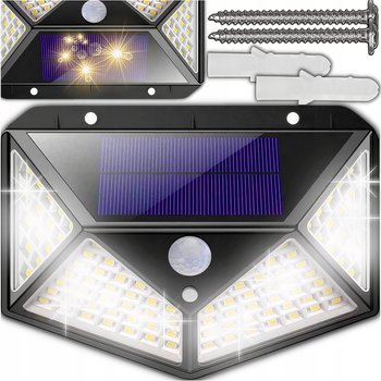 Lampa Solarna 100 Led Z Czujnikiem Zmierzchu Ruchu Elewacyjna Naścienna - Lewer