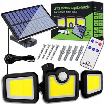 Lampa Solarna 3W1 Led Z Czujnikiem Ruchu Zmierzchu Cob Pilot Osobny Panel - ARSA GO