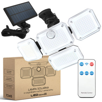 Lampa solarna LED czujnik ruchu zmierzchu Naświetlacz zewnętrzny + pilot - Ledtechnics