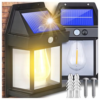 Lampa Solarna Led Elewacyjna Kinkiet Oświetlenie Dekoracyjne Z Żarówką - Eddcom
