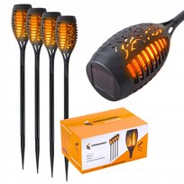 LAMPA SOLARNA LED POCHODNIA EFEKT PŁOMIENIA WBIJANE OGRODOWE LAMPION 4 SZT