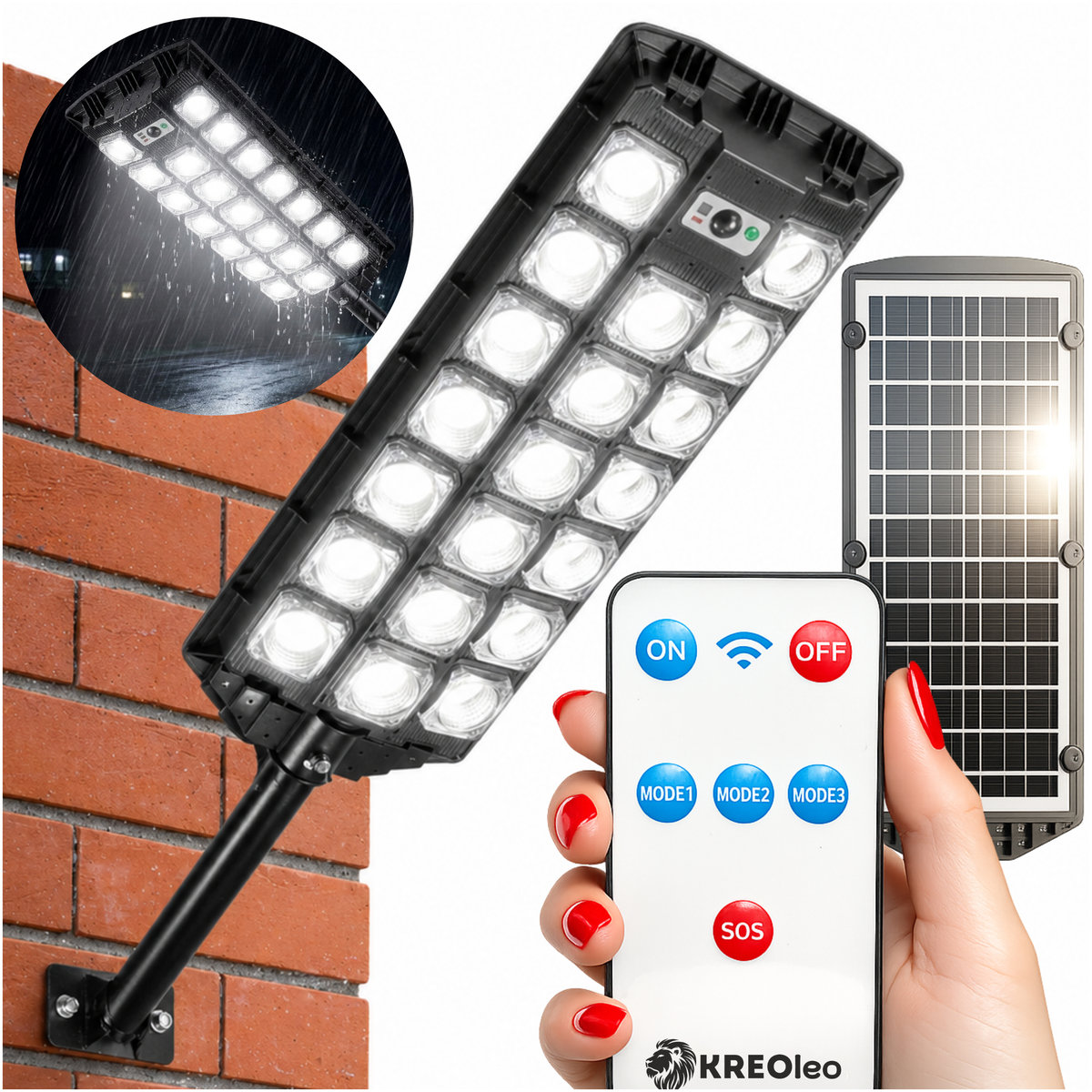 LAMPA SOLARNA LED ZEWNĘTRZNA ULICZNA Z CZUJNIKIEM RUCHU I ZMIERZCHU 2200W