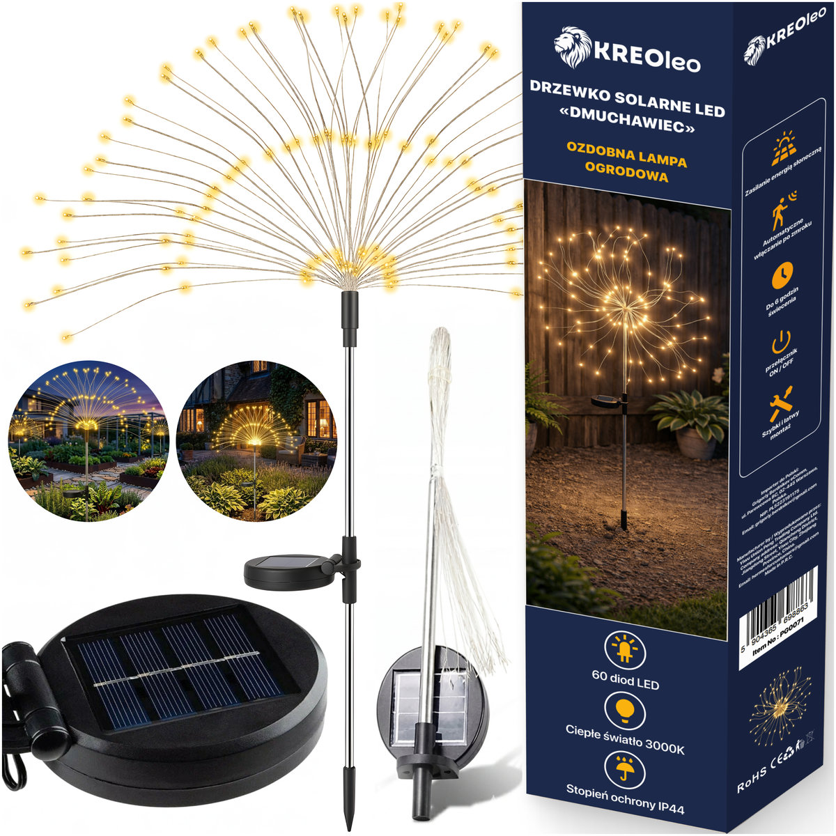 LAMPA SOLARNA OGRODOWA DRZEWKO SOLARNE LED DMUCHAWIEC WBIJANA 97 CM KREOleo