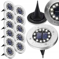 Lampa Solarna Ogrodowa Lampki Led Gruntowe Dysk Czujnik Zmierzchu 12 Dysków