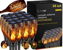 LAMPA SOLARNA OGRODOWA LED POCHODNIA PŁOMIEŃ OGIEŃ LAMPKI SOLARNE 16 SZTUK
