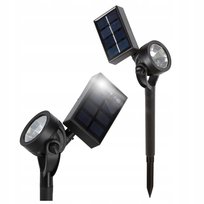 Lampa Solarna Ogrodowa LED Słupek Wbijany Czarny Regulowany Panel Reflektor