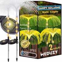 LAMPA SOLARNA OGRODOWA MEDUZA WBIJANA Z CZUJNIKIEM ŚWIATŁOWODOWA 2 szt.