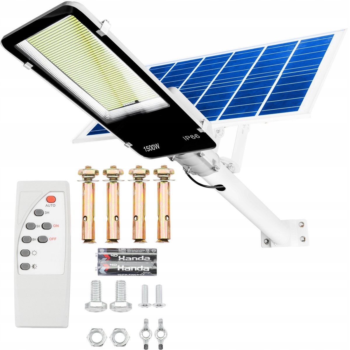 Lampa Solarna Uliczna LED 1500W 6500K LATARNIA z Uchwytem i Pilotem