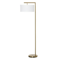 Lampa stojąca E27 do salonu, stal, abażur złoty