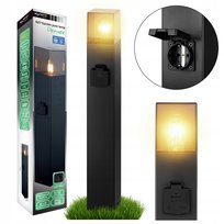Lampa Stojąca ogrodowa słupek LED 60cm GNIAZDO 230V zewnętrzna E27 CZARNA