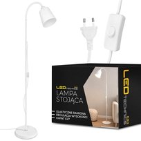 Lampa stojąca podłogowa biała regulowana 170cm na E27 LED + włącznik