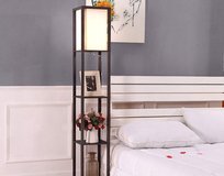 LAMPA STOJĄCA PODŁOGOWA PÓŁKA REGAŁ DO PRZECHOWYWANIA 2 BARWY + ŻARÓWKA