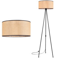 Lampa stojąca podłogowa RUSTYKALNA TRÓJNÓG ABAŻUR JUTA beżowy czarny