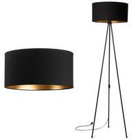 Lampa stojąca podłogowa TRÓJNÓG METALOWY ABAŻUR czarny złoty