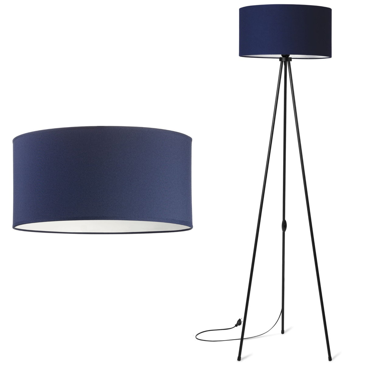 Tornado Tornado Lampa Stojąca Podłogowa Trójnóg Metalowy Abażur Granatowy