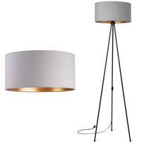 Lampa stojąca podłogowa TRÓJNÓG METALOWY ABAŻUR szary złoty